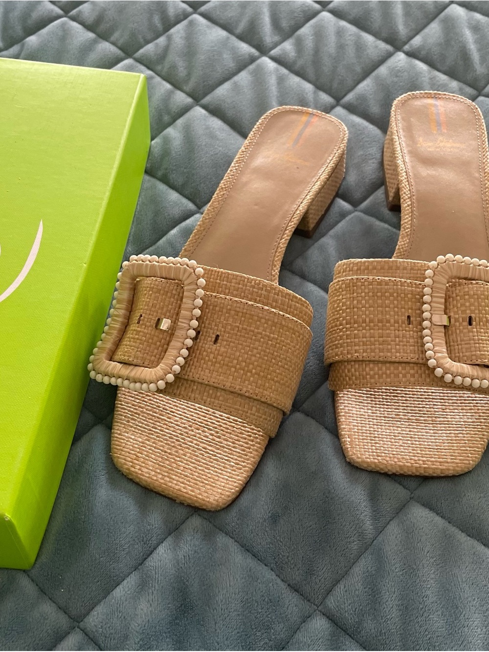 Sam Edelman Tan Woven Buckle Slide Mules size 9 rarely worn